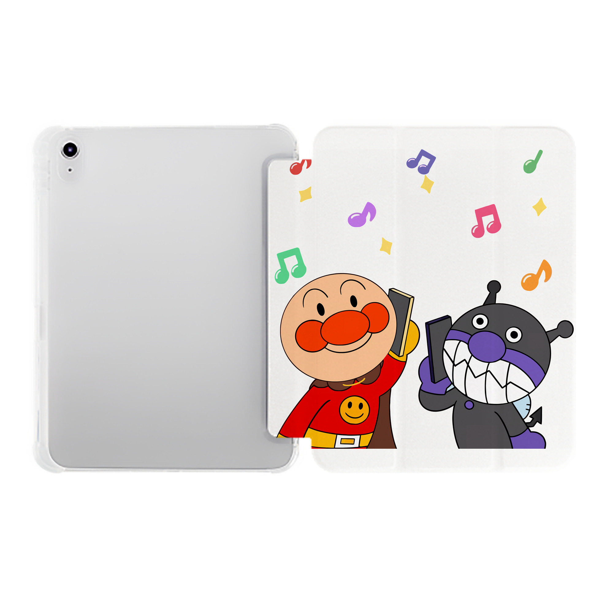 （画像用） アンパンマン Anpanman IPad ケース ペン収納付き 三つ折りスタンド PUレザー×シリコン 対応機種9.5/10.5/10.9インチ